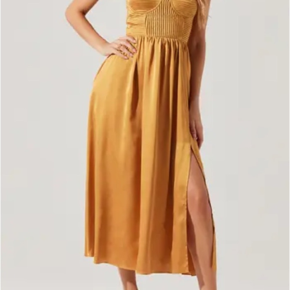 Astr Gold Midi Dress